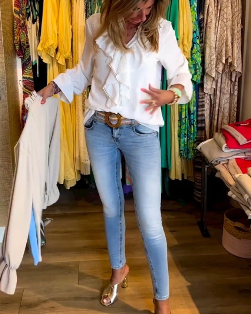 Damdesignerblusar med volang