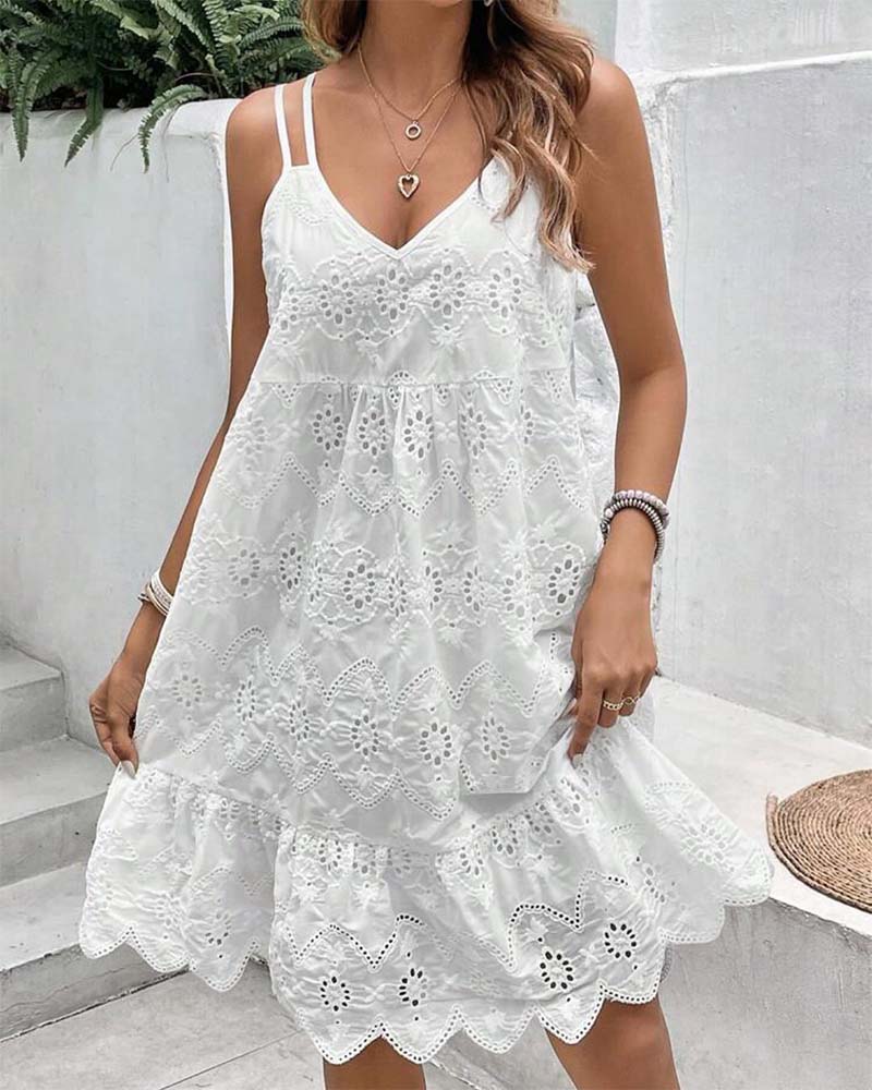 Dubbla remmar ihålig enfärgad hängselklänning