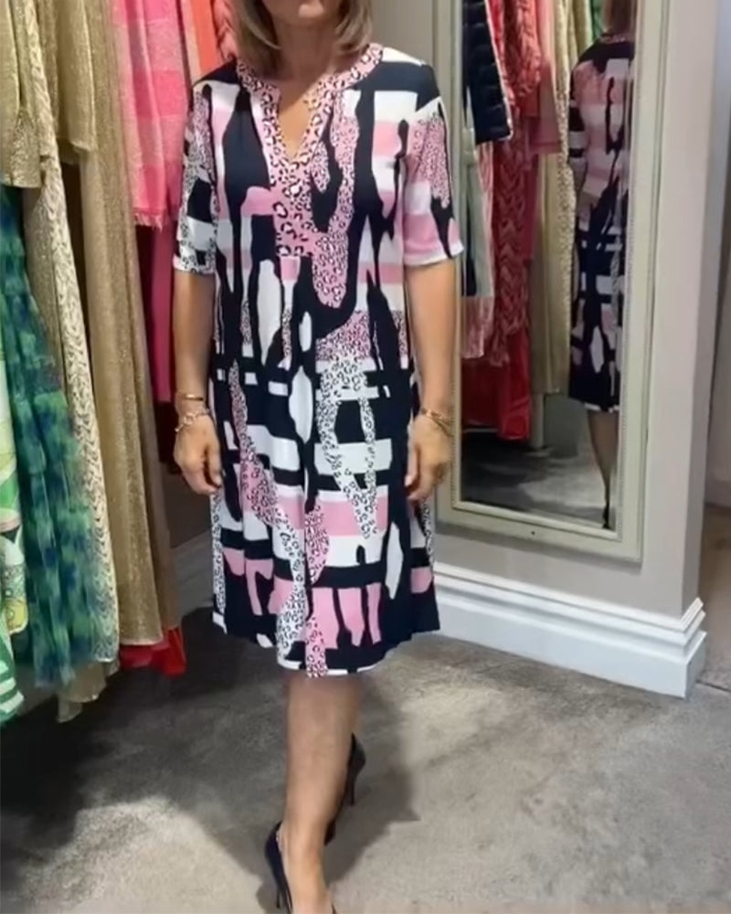 Leopardmönstrad midiklänning för kvinnor