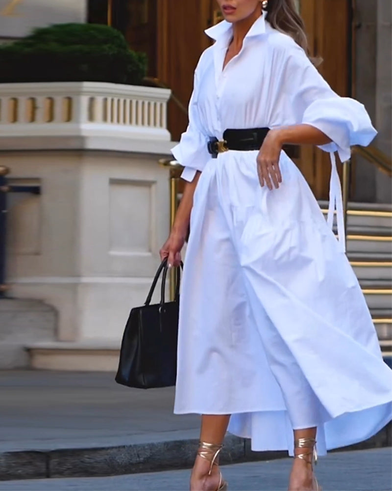 Enfärgad lös och hel casual klänning