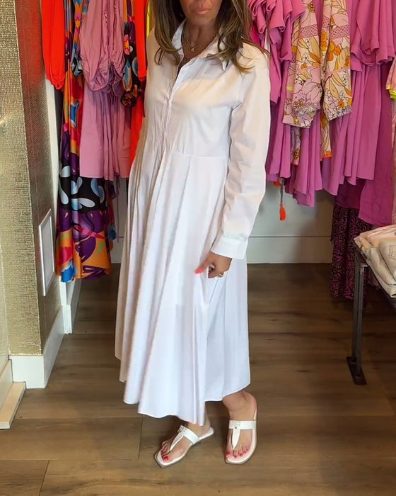 Enfärgad casual klänning i lapel