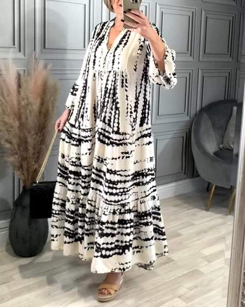 Kontrasttryck klockärm avslappnad klänning