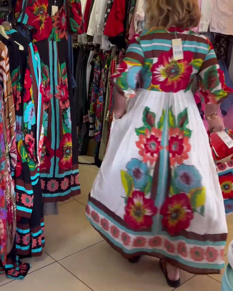 Djupt V lös avslappnad blommig klänning