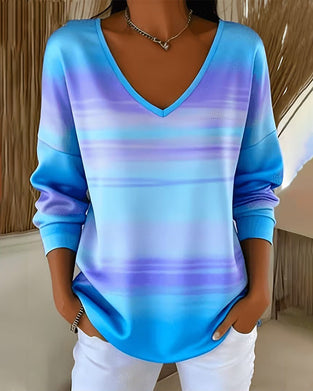 Sweatshirt V-Hals Lång Ärm Ombre