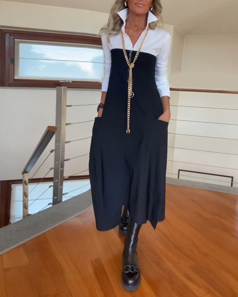 Fashionabla enfärgade kjol med dragkedja