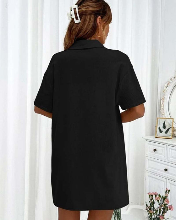 Casual skjorta och shorts set med enfärgad