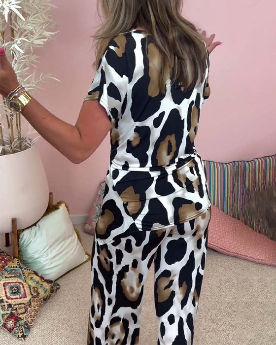 Leopardmönstrat avslappnad spets i två delar