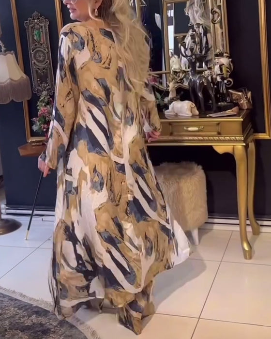 Elegant tvådelad set med oregelbundet tryck