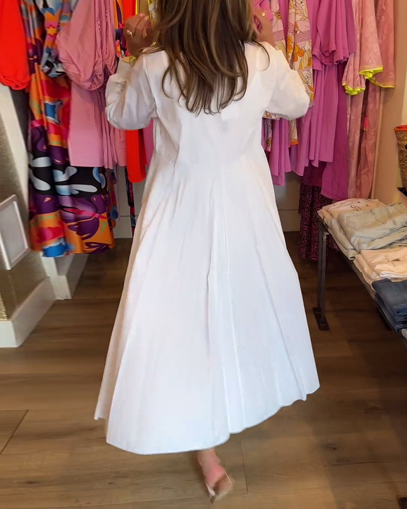 Enfärgad casual klänning i lapel