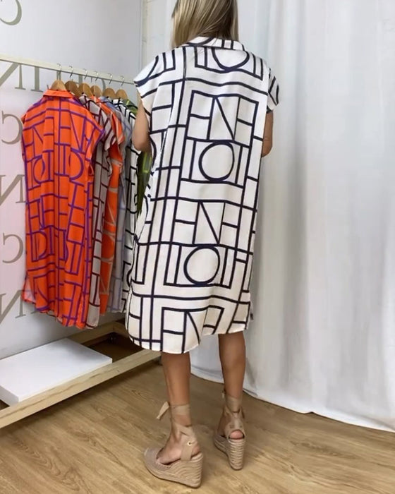 Fritidsklänning med tryck för kvinnor