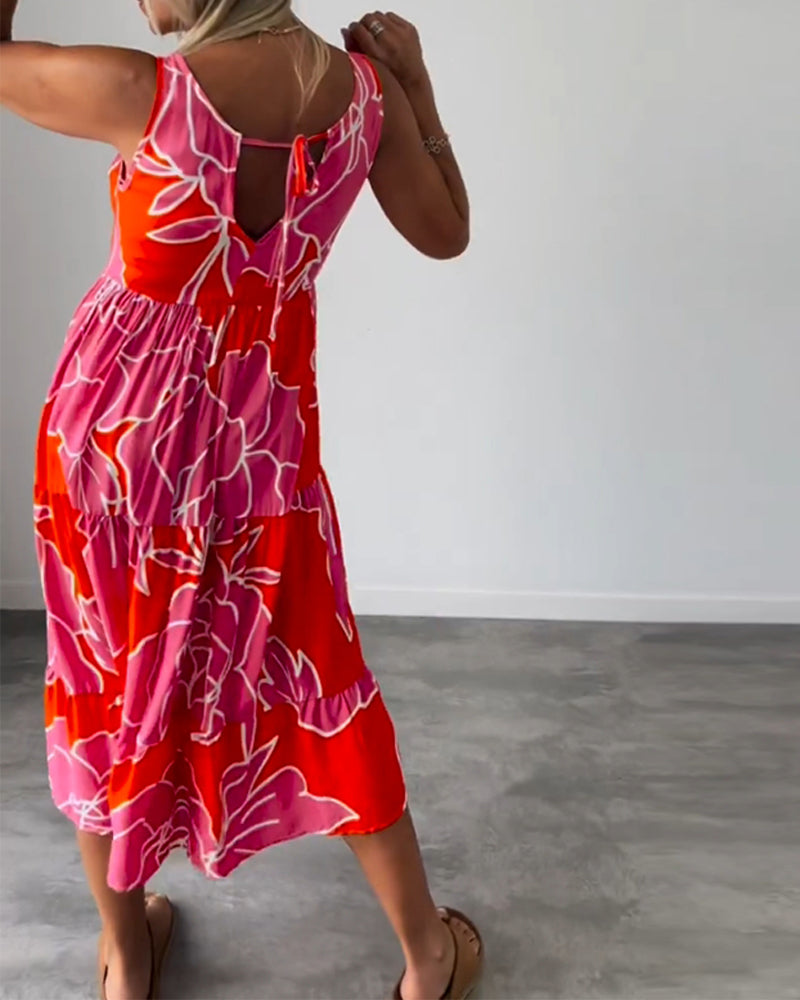 Klänning med patchworktryck för kvinnor