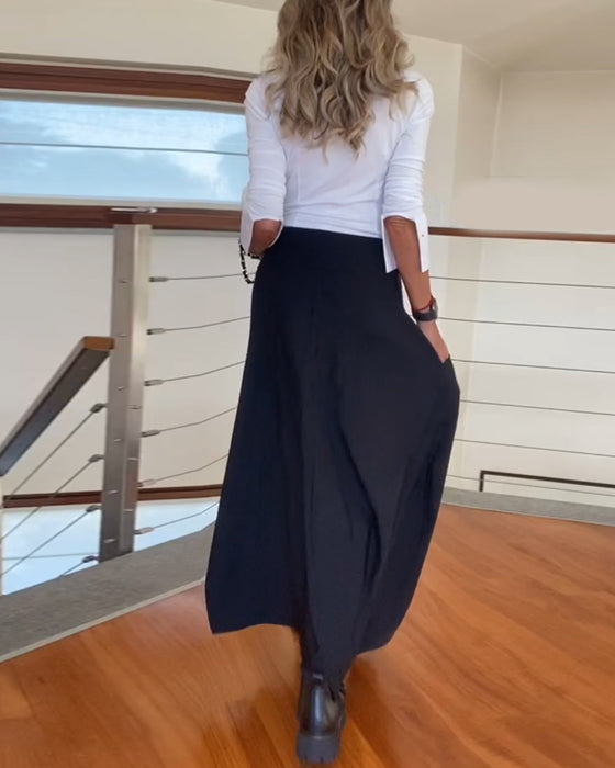 Fashionabla enfärgade kjol med dragkedja