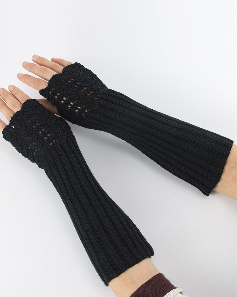 Halvfinger handskar med stickad