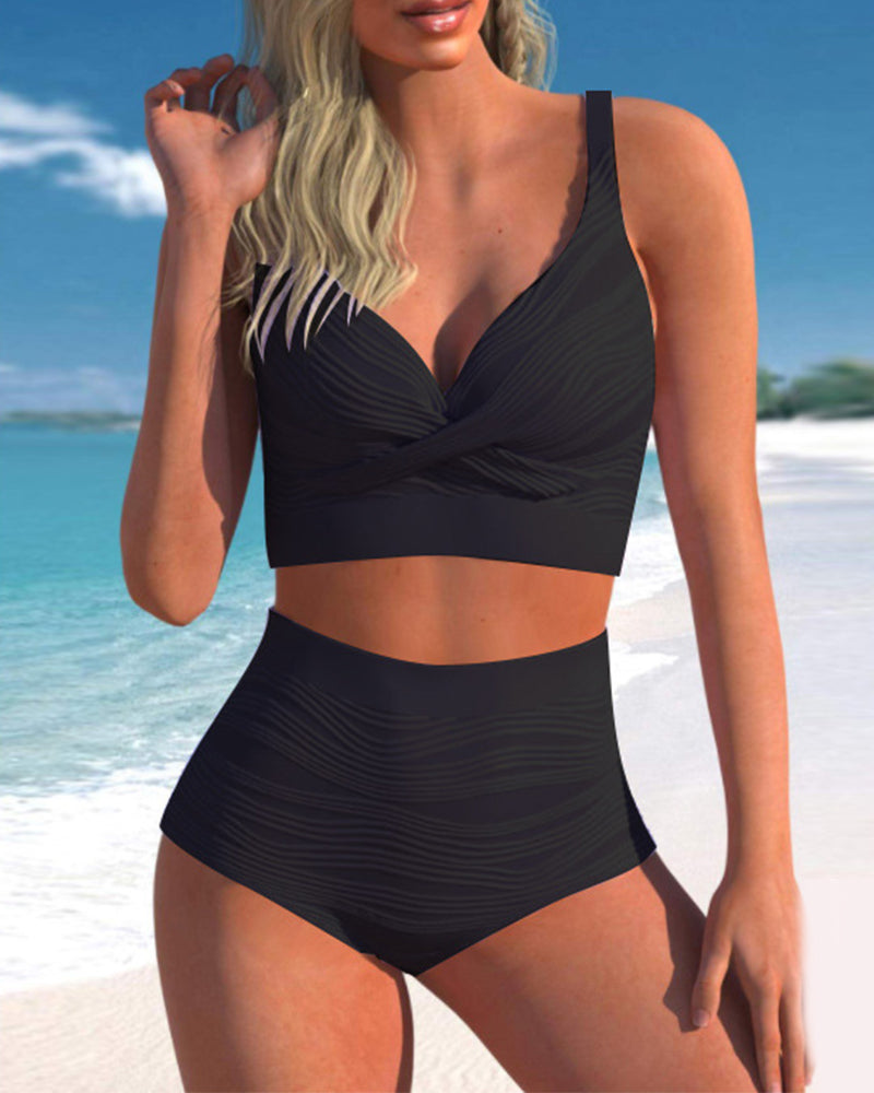 Enfärgade bikinis med hög midja