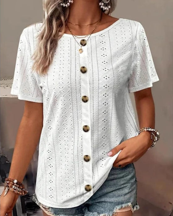 Enfärgad T-shirt med rund hals