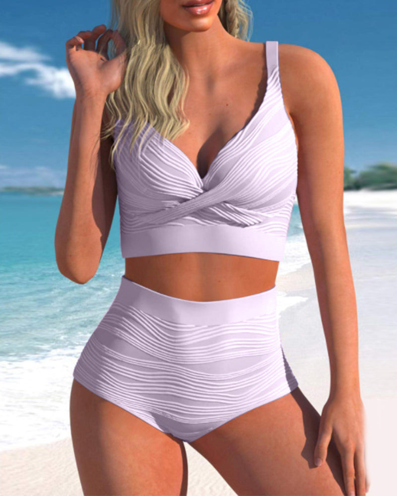 Enfärgade bikinis med hög midja