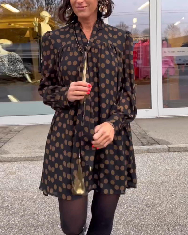 Polka Dot långärmad klänning