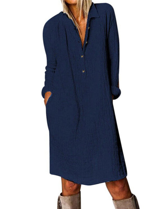 Långärmad enfärgad klänning