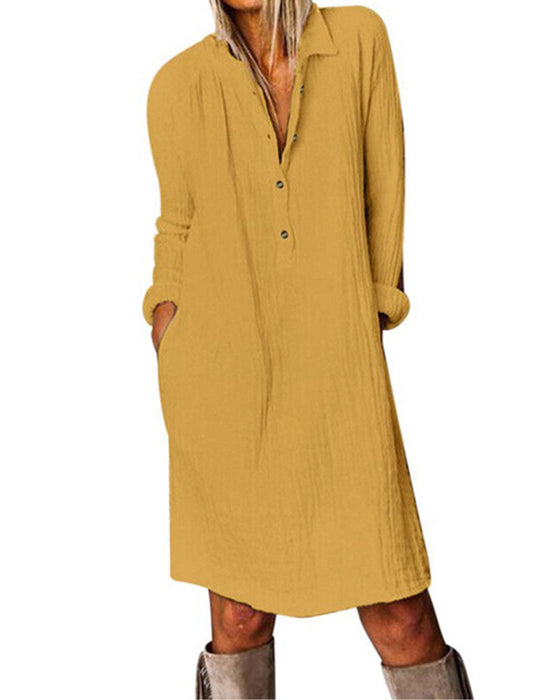 Långärmad enfärgad klänning