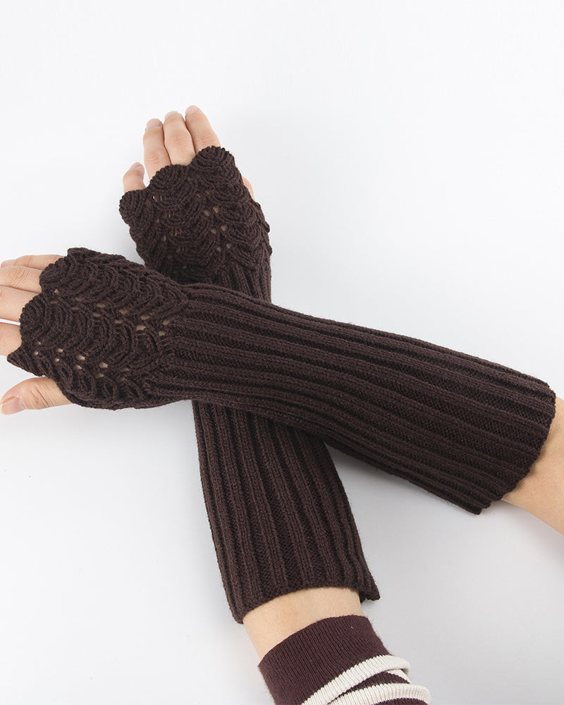 Halvfinger handskar med stickad