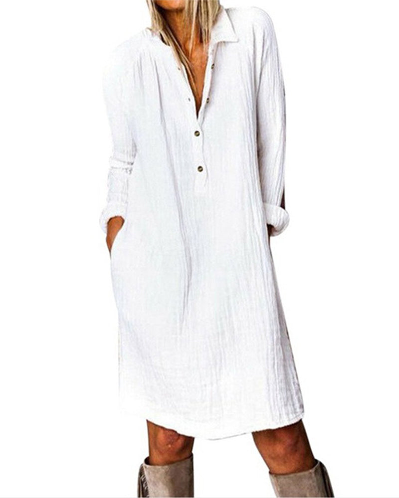 Långärmad enfärgad klänning