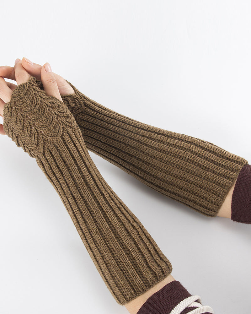 Halvfinger handskar med stickad