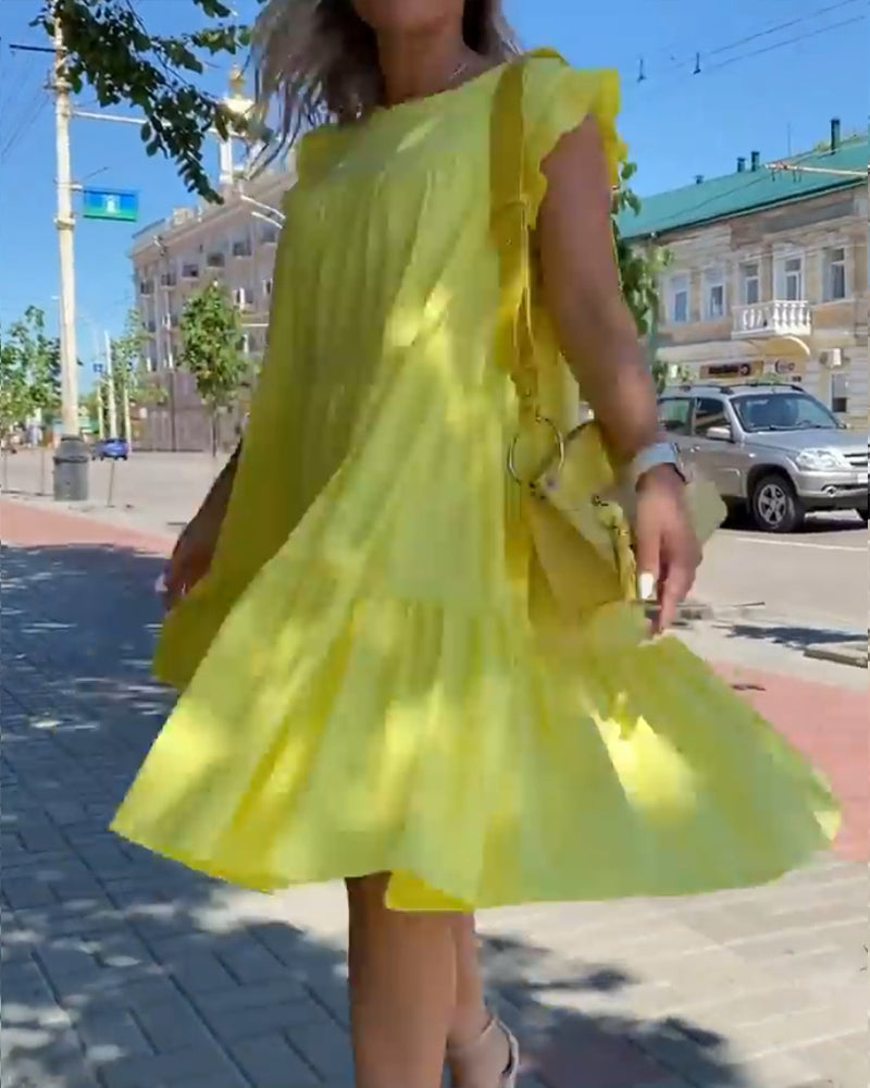 Enkel enfärgad casual klänning