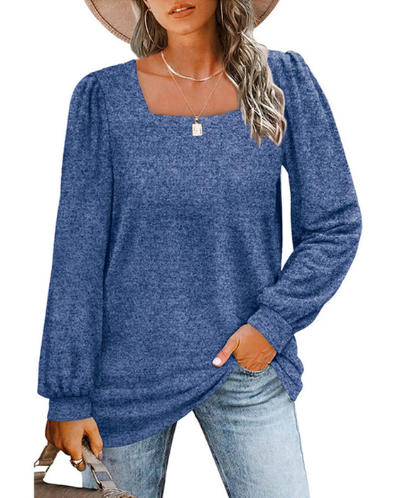 Långärmad topp med fyrkantig halsringning