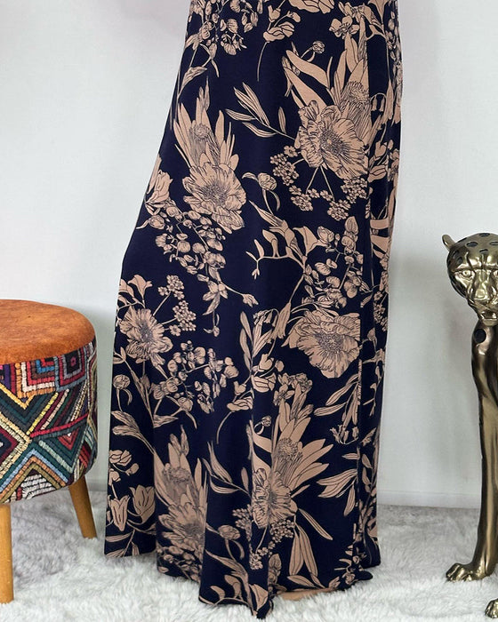 Klänning med rund hals och blommönster