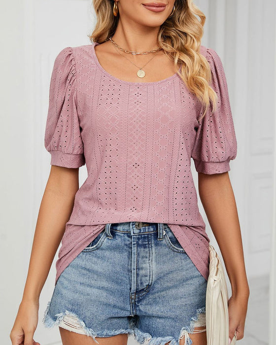 Enfärgad T-shirt med korta ärmar