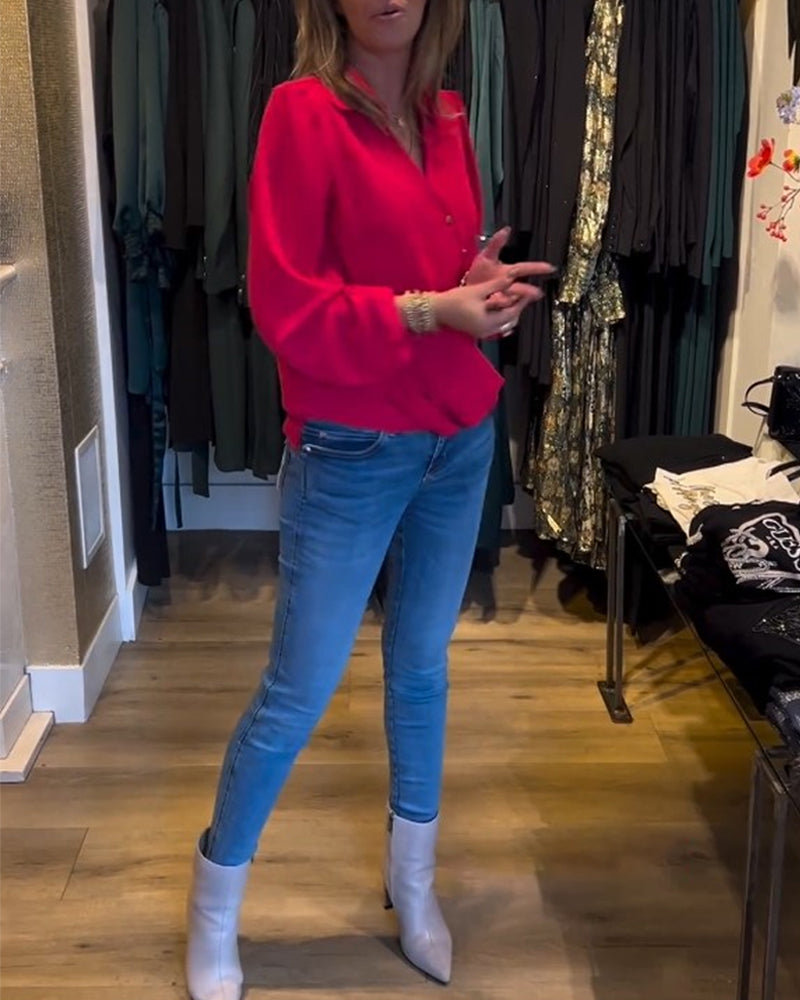 Elegant blus med lanternärmar