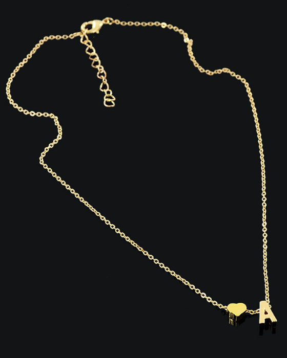 Enkelt persika hjärta bokstavshalsband