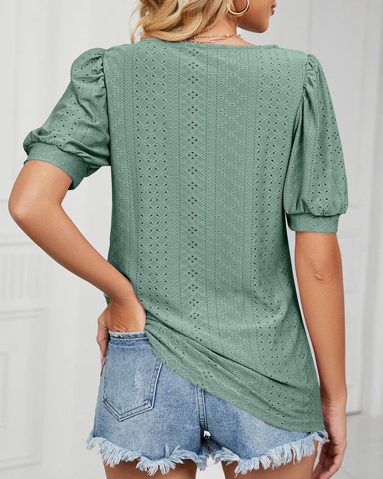 Enfärgad T-shirt med korta ärmar