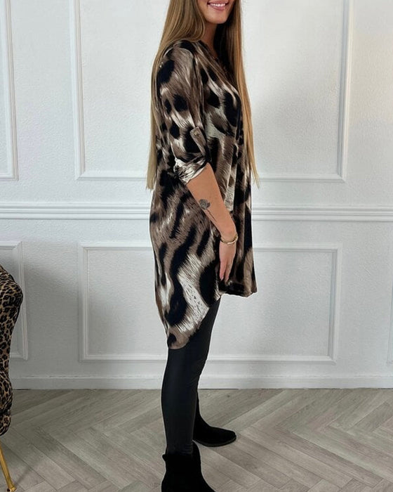 Elegant Blus med leopardtryck