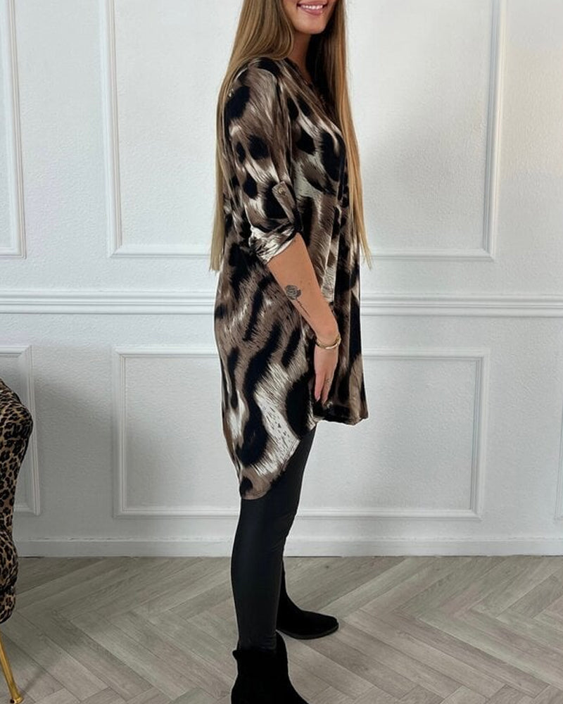 Elegant Blus med leopardtryck