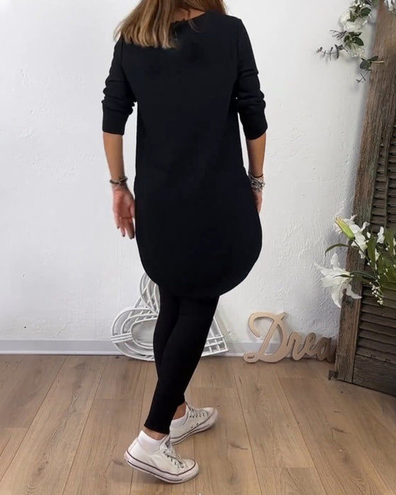 Mellanlång Topp Med Rund Hals