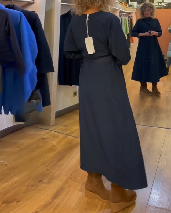 Enfärgad Avslappnad klänning med fickor