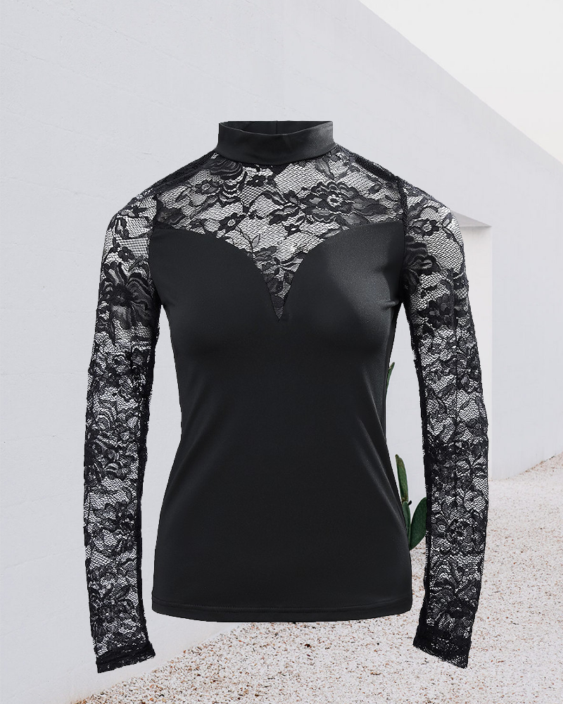 Långärmad Topp med spets