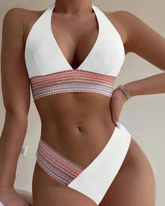 Färgblock sexig grimma bikini