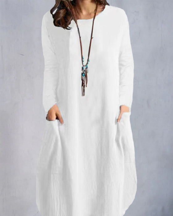 Långärmad klänning med ficka