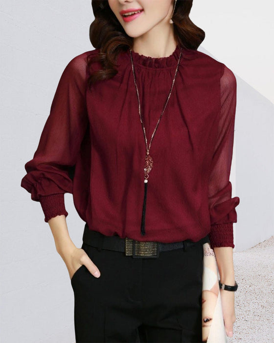 Enfärgad blus med lykthylsa