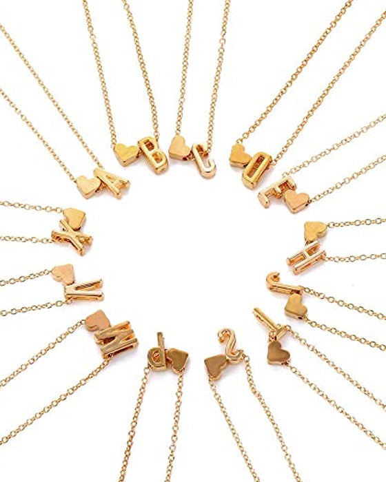 Enkelt persika hjärta bokstavshalsband