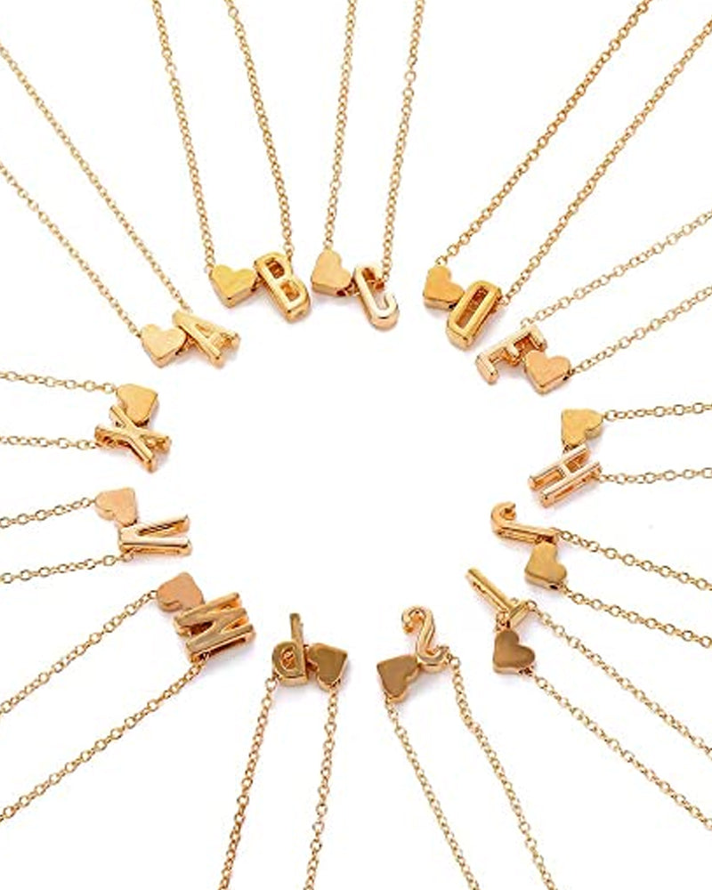 Enkelt persika hjärta bokstavshalsband