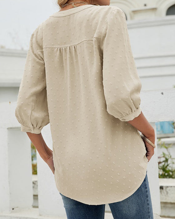 Enfärgad lös topp med ståkrage