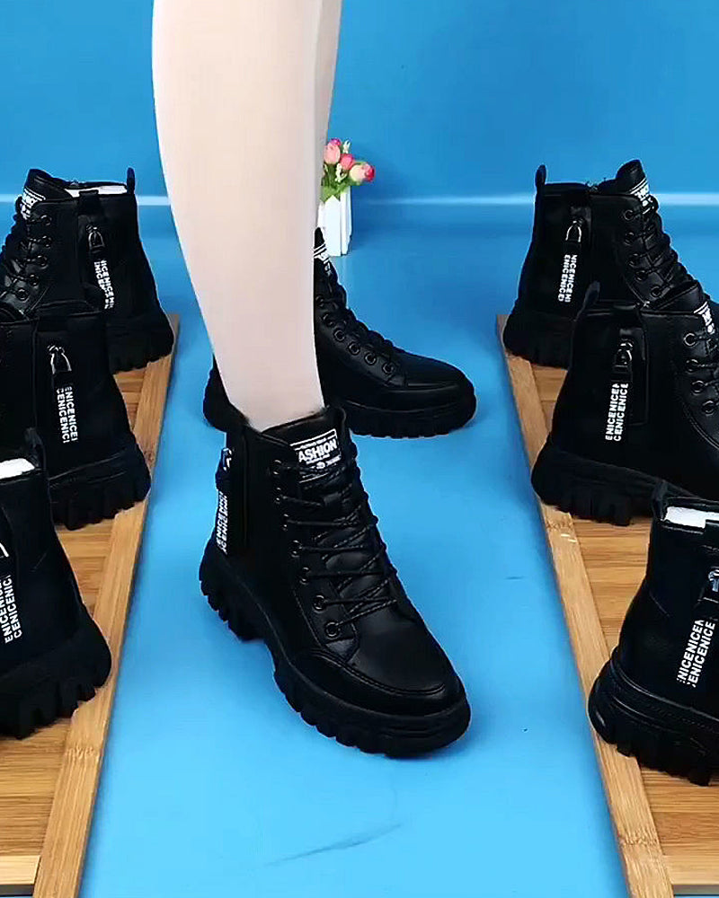 Fleece enfärgade korta martin boots