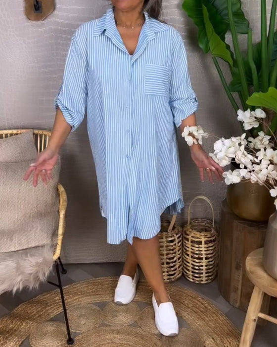 Casual klänning med remsor och fickor