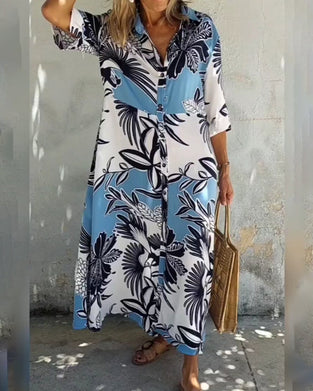 Fritidsskjortklänning med blommönster