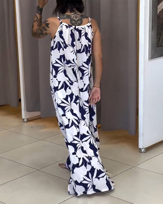 Klänning med knytband och tryck