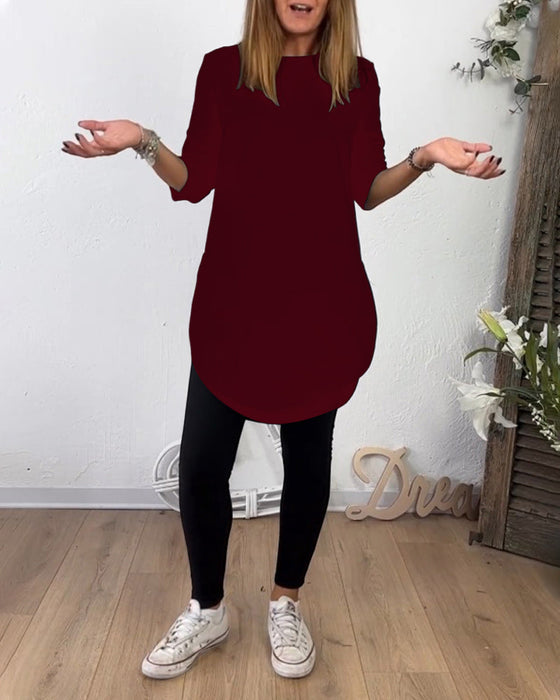 Mellanlång Topp Med Rund Hals