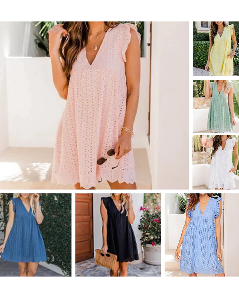 Klänning i spets ovanför knä